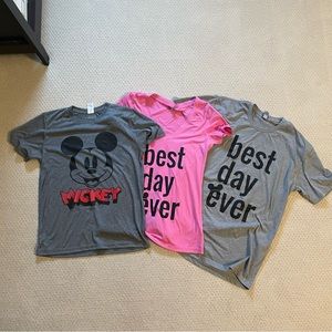 Disney Mickey and Best Day Ever Tees - Gray and Pink
